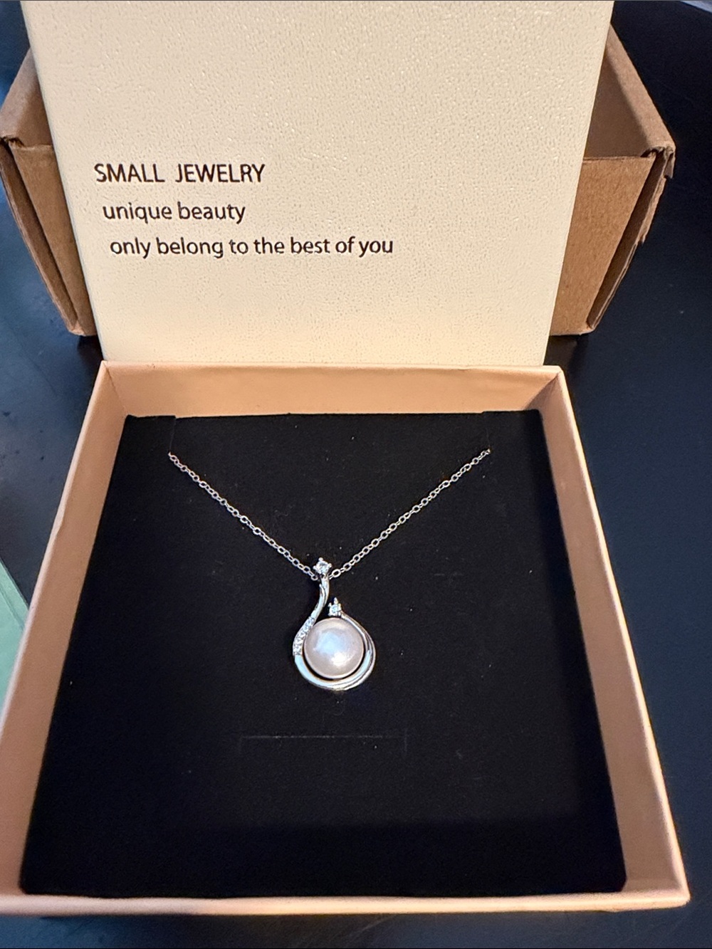 Silver Pearl Teardrop Necklace